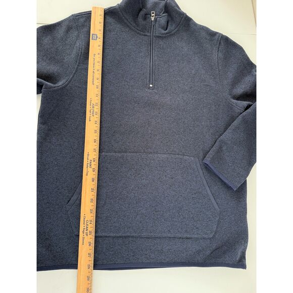 J Crew Mercantile Men's 1/4 Zip Sweater Fleece Pullover Jacket Navy Blue Size L - Picture 10 of 12